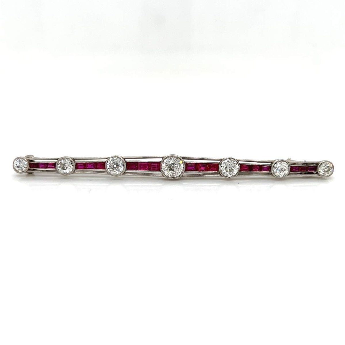 Art Deco Burna Ruby & Diamond Pin