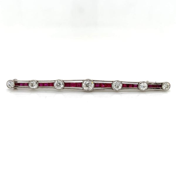 Art Deco Burna Ruby & Diamond Pin