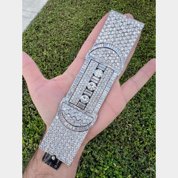 Art Deco Platinum 97.20 Ct. Diamond Bracelet