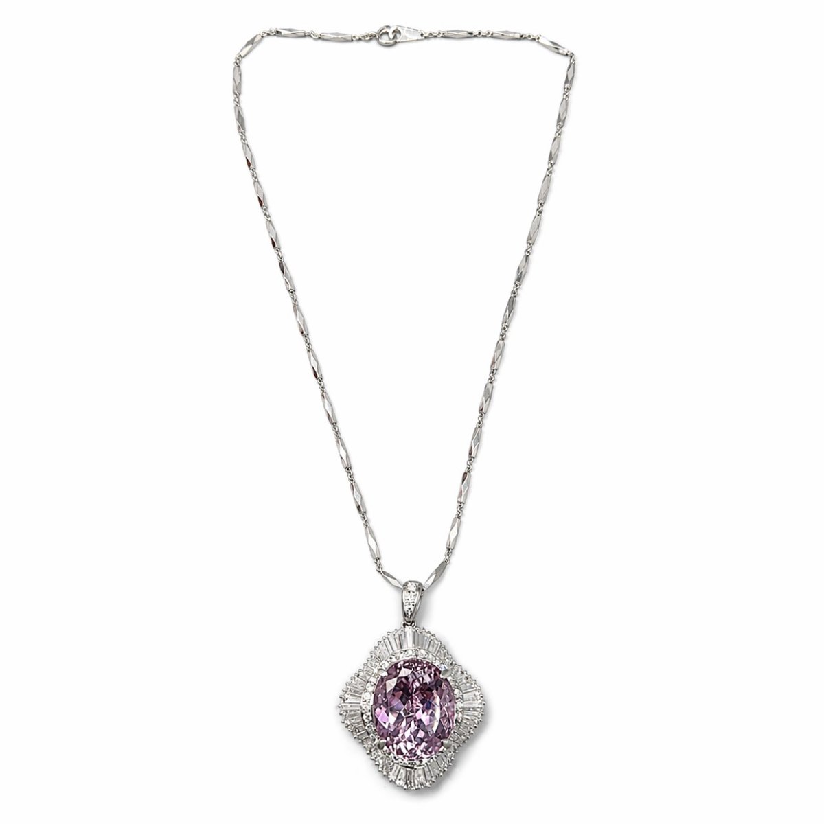 Platinum Kunzite & Diamond Necklace
