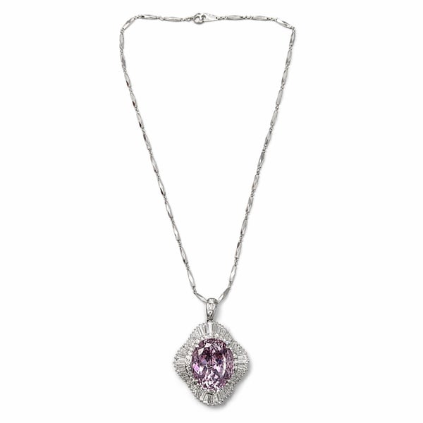Platinum Kunzite & Diamond Necklace