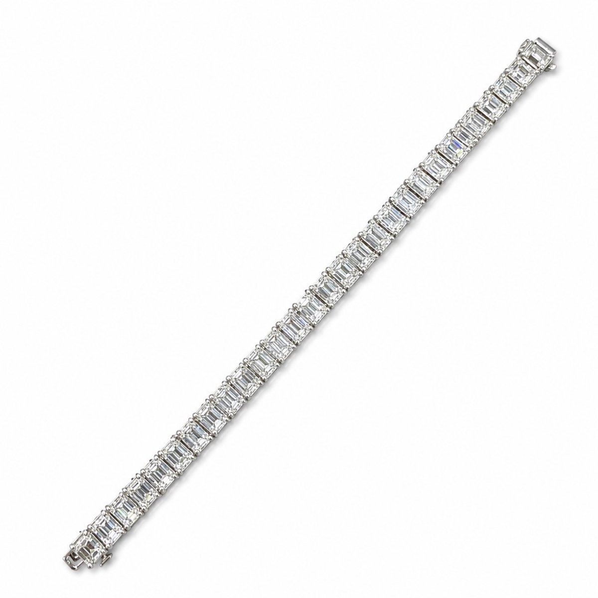Platinum 34.00 Ct. Emerald-cut Diamond Tennis Bracelet