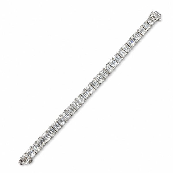 Platinum 34.00 Ct. Emerald-cut Diamond Tennis Bracelet
