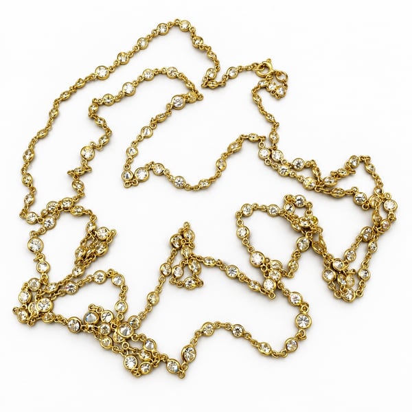 18K Yellow Gold 14.00 Ct. Diamond by the Yard Necklace