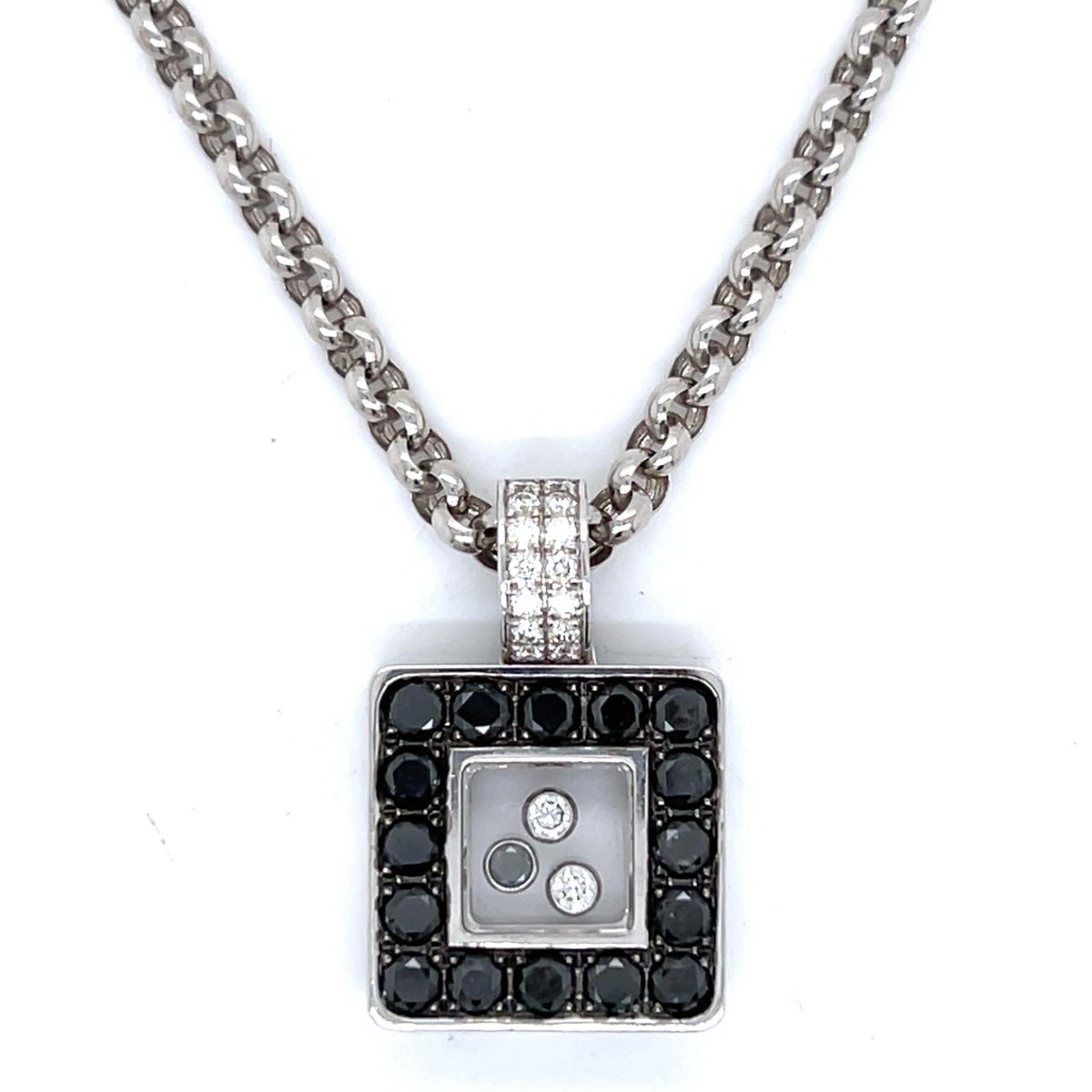 CHOPARD 18K White Gold Black Diamond Pendant & Necklace