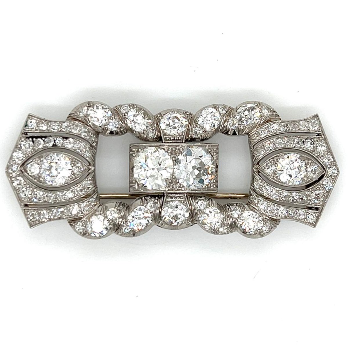Art Deco Platinum 7.80 Ct. Diamond Brooch