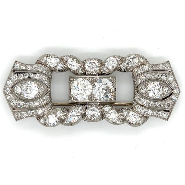 Art Deco Platinum 7.80 Ct. Diamond Brooch