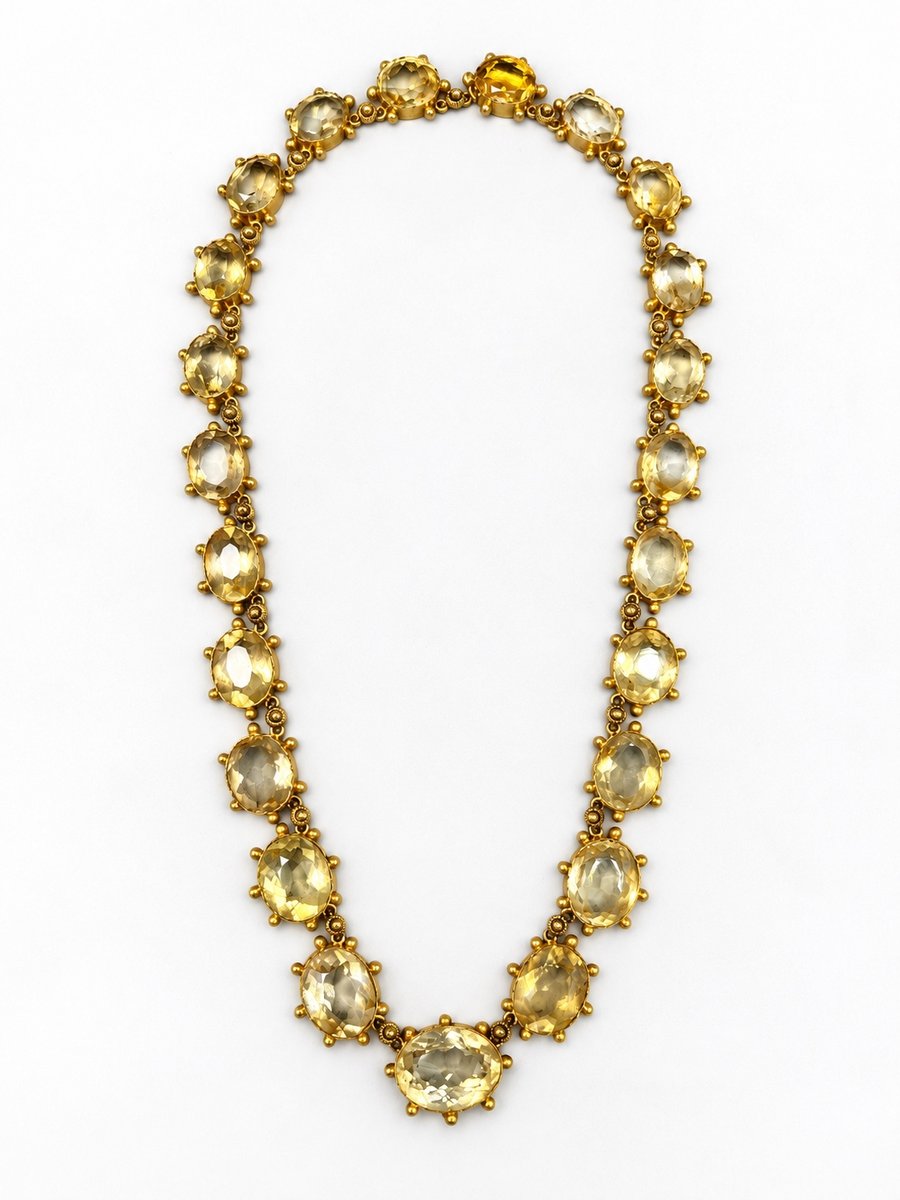Antique 9K Yellow Gold Citrine Necklace