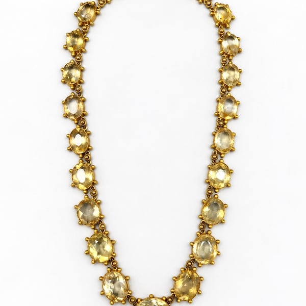 Antique 9K Yellow Gold Citrine Necklace