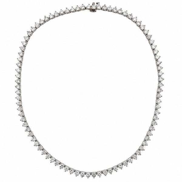 14K White Gold 18.00 Ct. Diamond Tennis Necklace