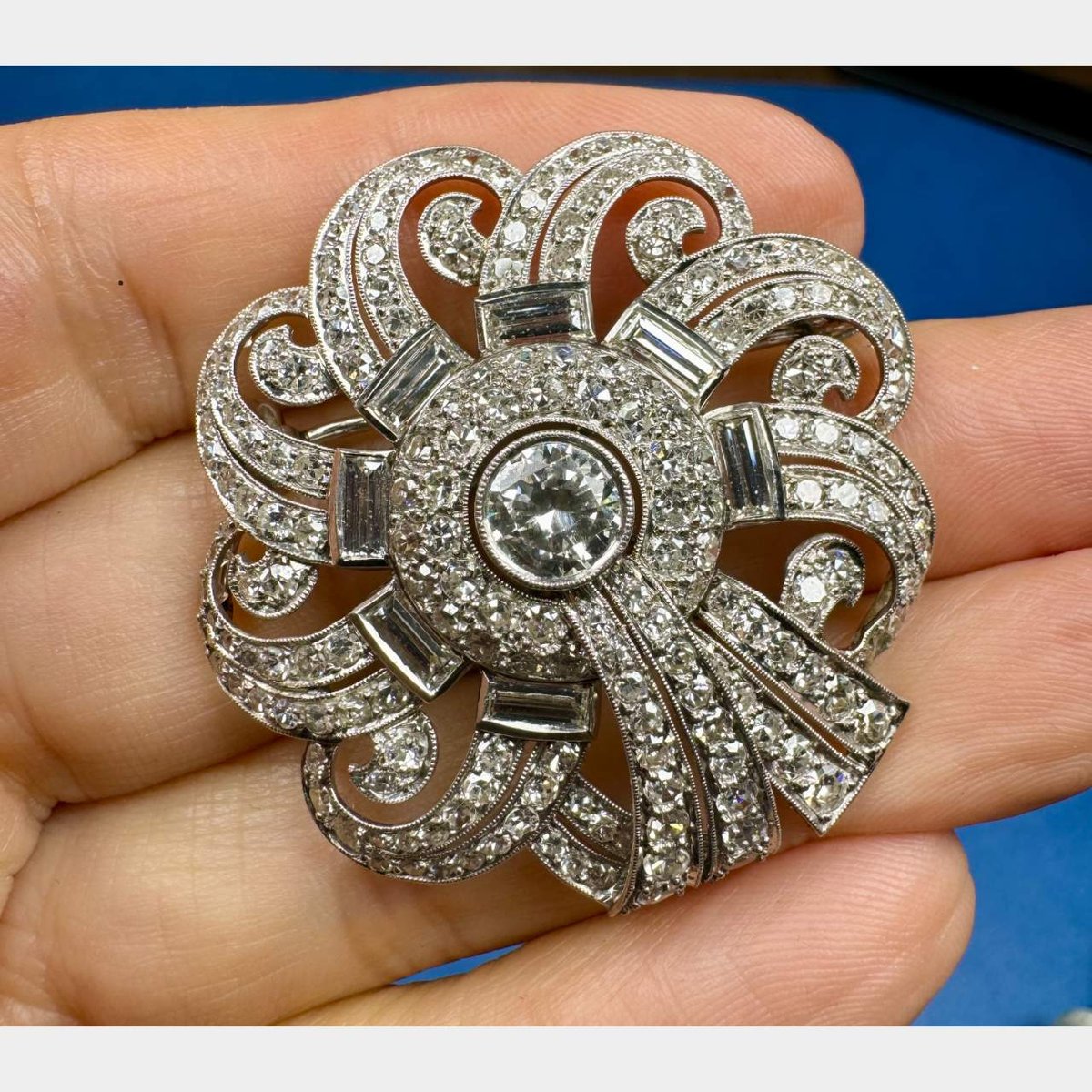 Art Deco 7.95 Ct. Diamond Brooch