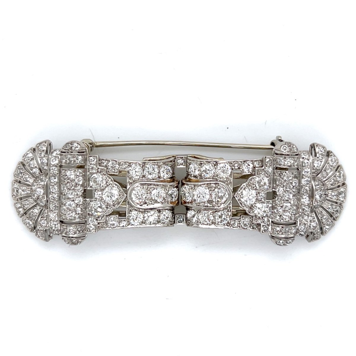 Art Deco Platinum & 18K Diamond Clips/Brooch