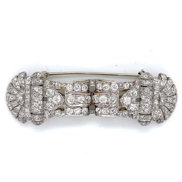 Art Deco Platinum & 18K Diamond Clips/Brooch
