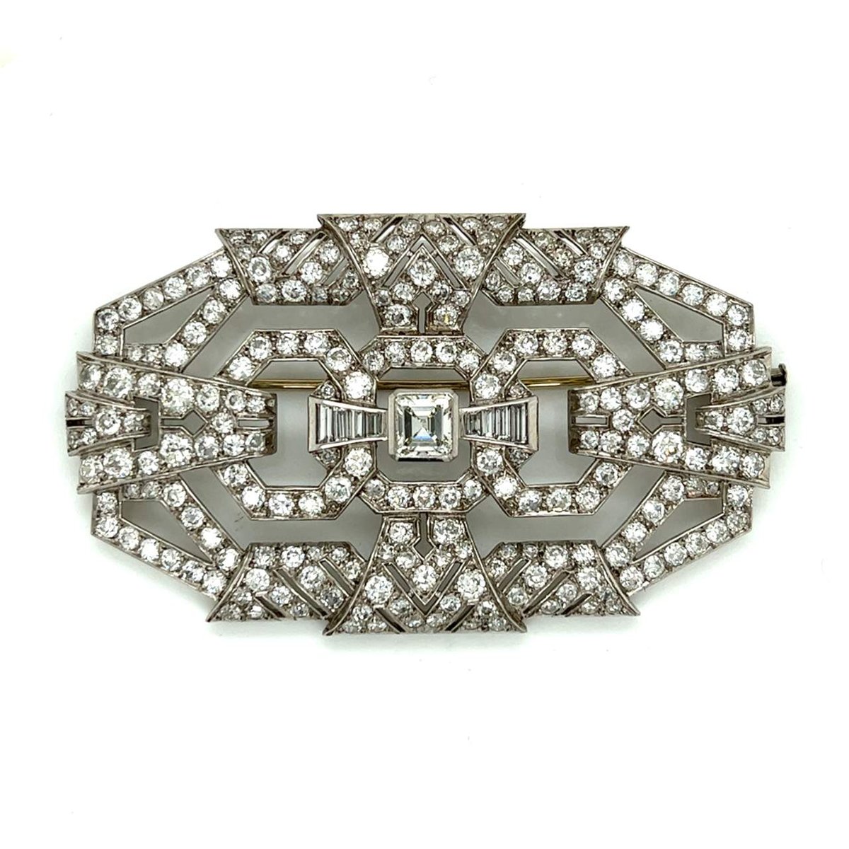 Art Deco Platinum 18.40 Ct. Diamond Brooch