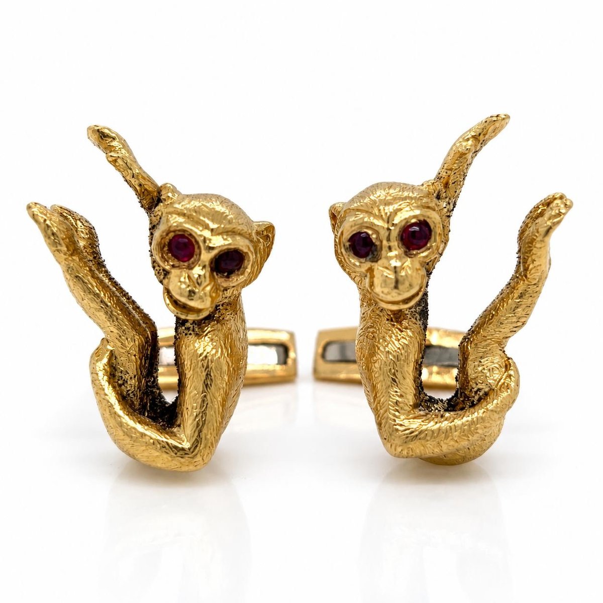 DAVID WEBB Vintage 18K Yellow Gold Monkey Cufflinks
