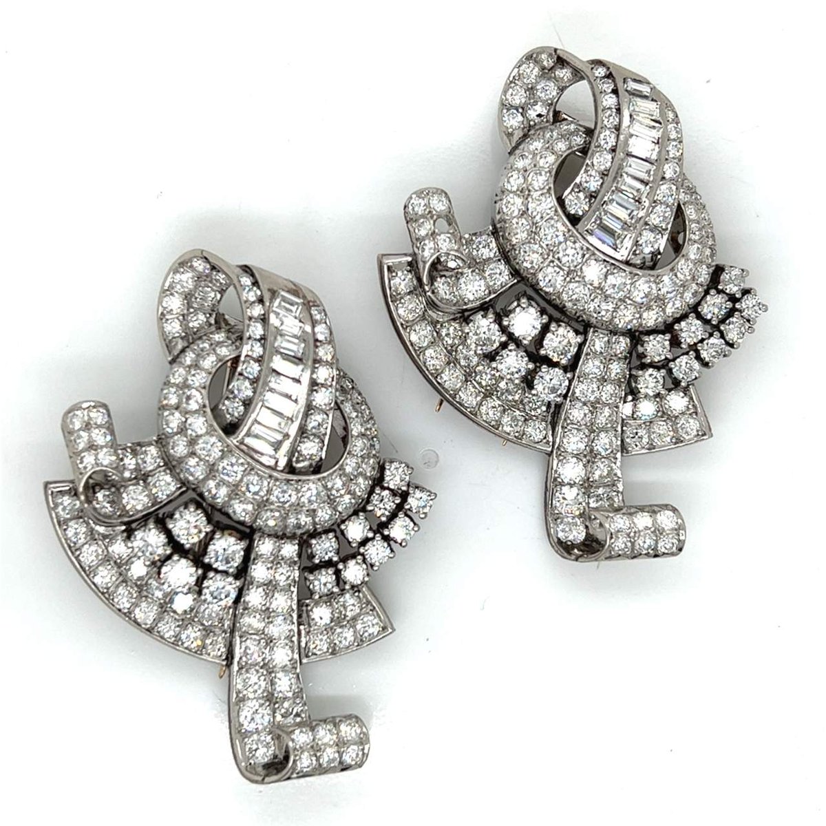 Art Deco Platinum Diamond Brooches