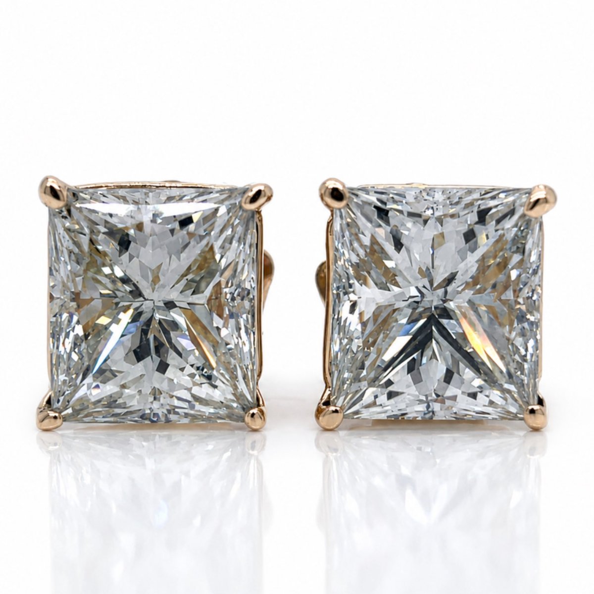 14K Yellow Gold GIA Certified 10.12 Ct. Radiant-cut Diamond Stud Earrings