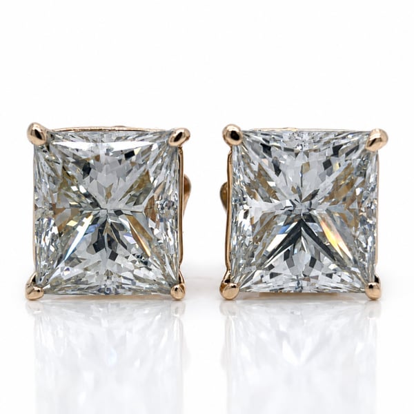 14K Yellow Gold GIA Certified 10.12 Ct. Radiant-cut Diamond Stud Earrings