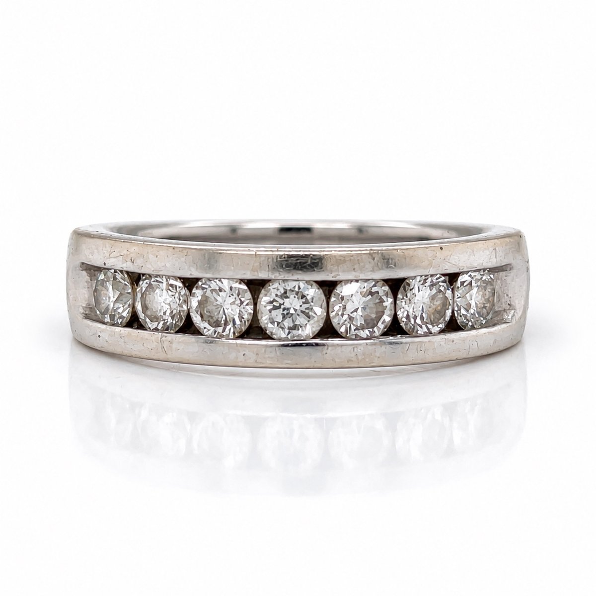 14K White Gold Men's Diamond Anniversary Band