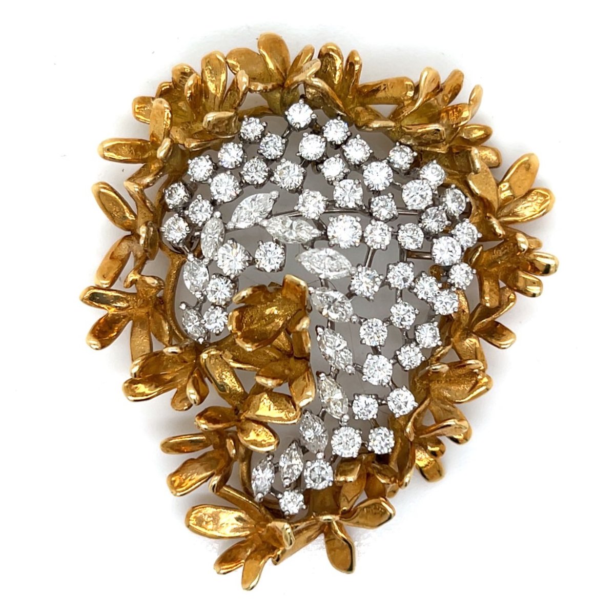 Platinum & 18K Yellow Gold 8.60 Ct. Diamond Brooch