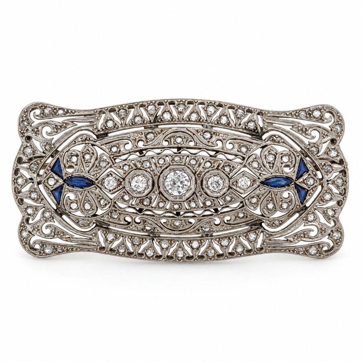 Art Deco Platinum & 18K Yellow Gold Diamond Brooch