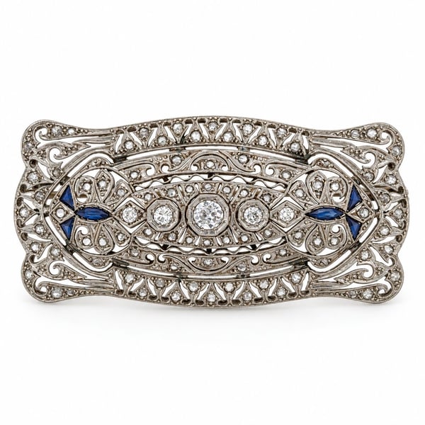 Art Deco Platinum & 18K Yellow Gold Diamond Brooch