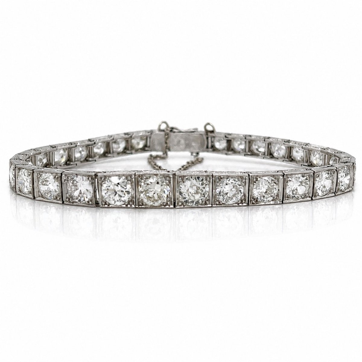 Art Deco Platinum 12.00 Ct. Graduated Diamond Bracelet