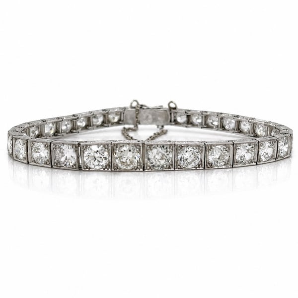 Art Deco Platinum 12.00 Ct. Graduated Diamond Bracelet