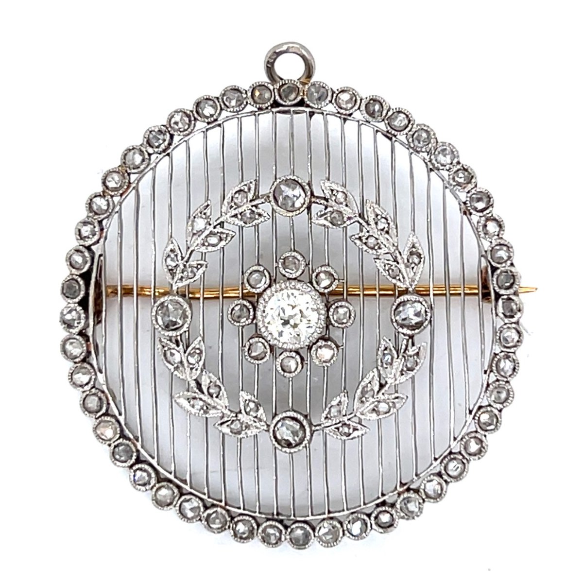 FRENCH Art Deco Platinum & 18K Diamond Brooch/Pendant