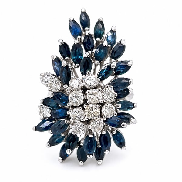 1960’s 14K White Gold Sapphire & Diamond Ring