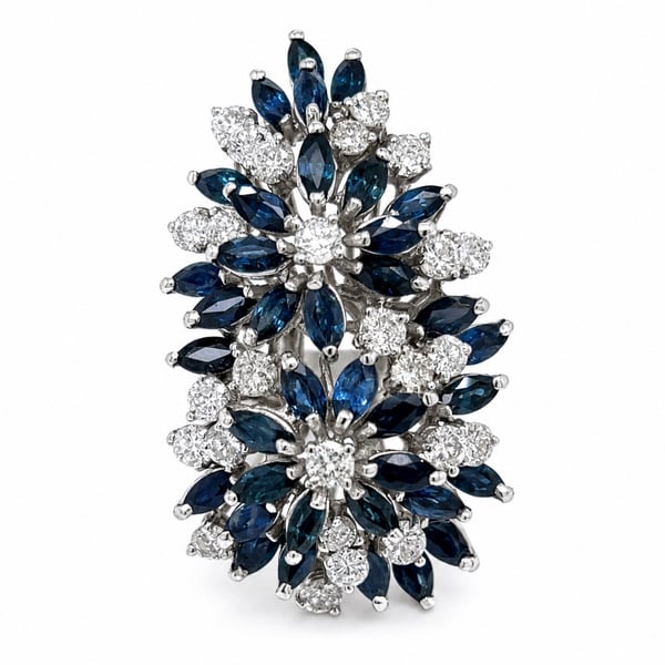 14K White Gold Sapphire & Diamond Ring