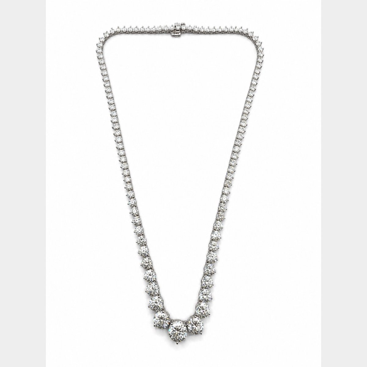 14K White Gold 25.47 Ct. Graduated Diamond Necklace