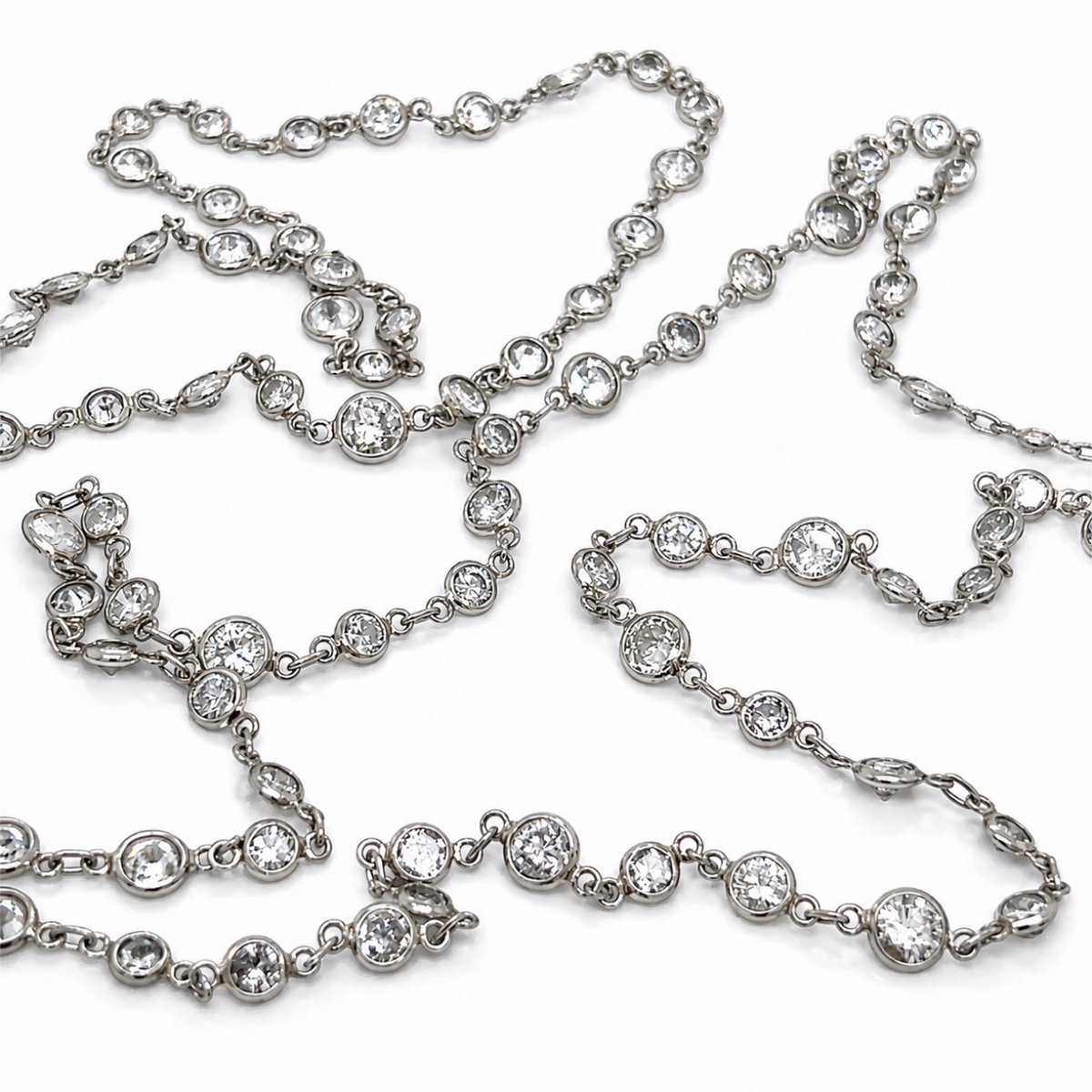 Platinum 14.00 Ct. Diamond by the Yard Necklace
