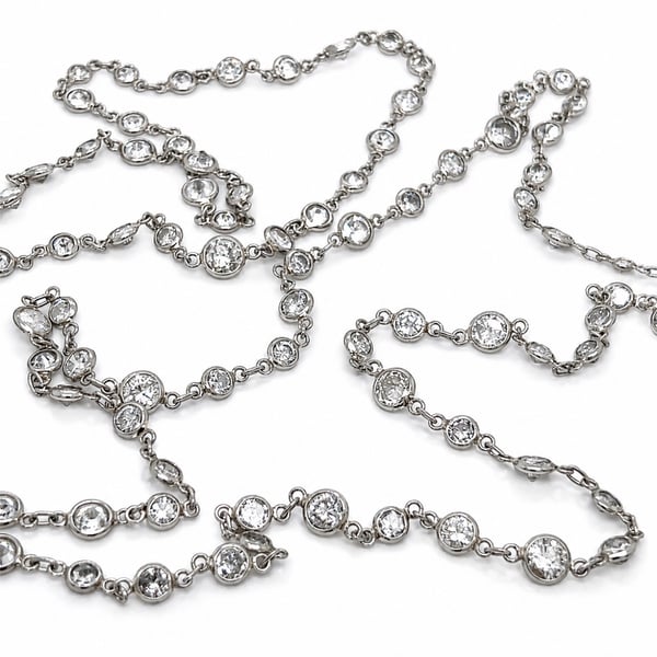 Platinum 14.00 Ct. Diamond by the Yard Necklace