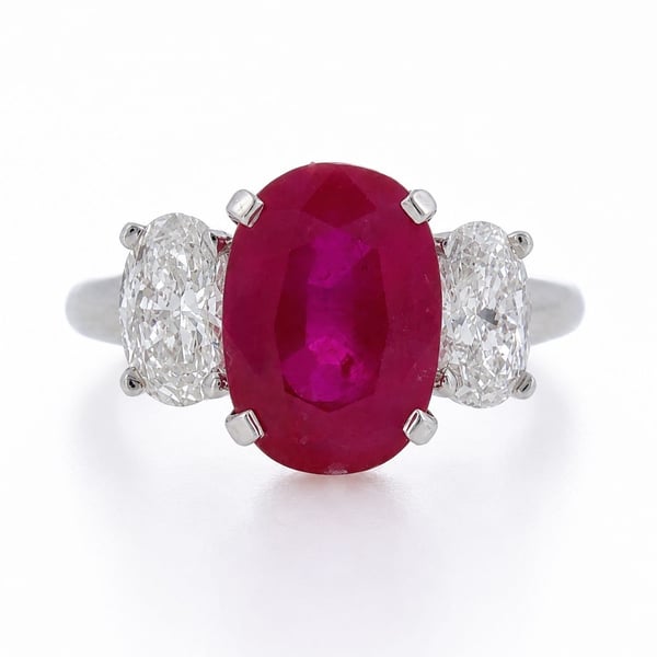 Platinum GIA Certified 3.83 Ct. Burma No-heat Ruby & Diamond Ring