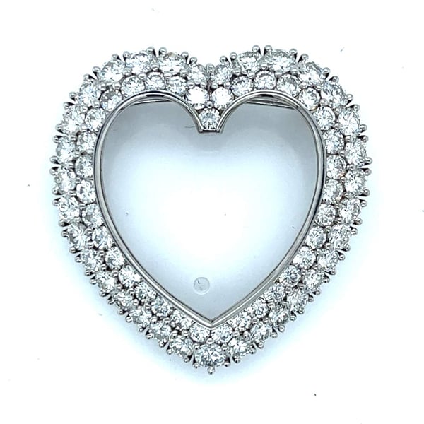 Art Deco Platinum 10.00 Ct. Diamond Heart Pendant/Brooch