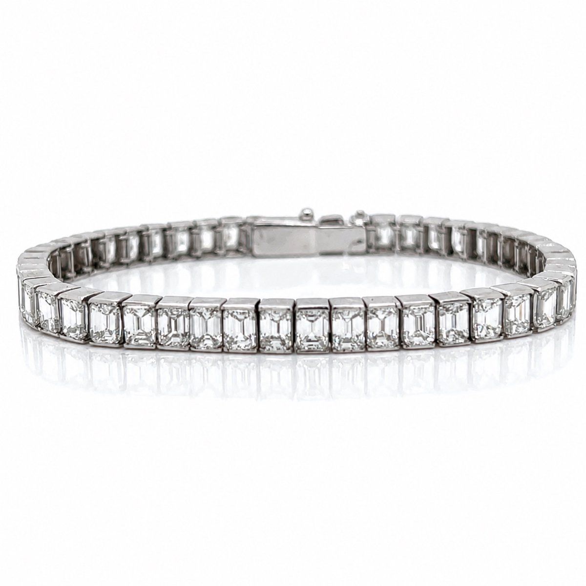 Platinum Emerald-cut 22.50 Ct. Diamond Tennis Bracelet