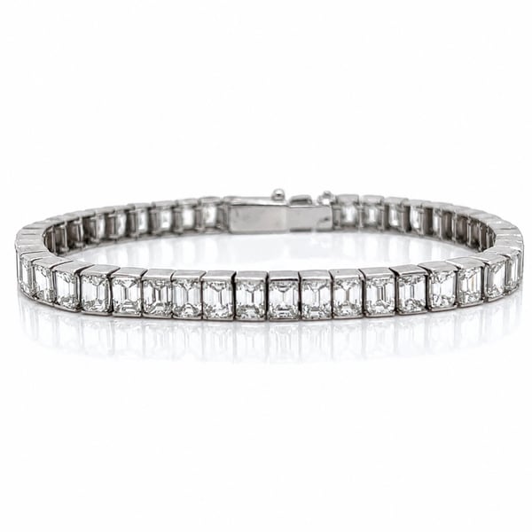 Platinum Emerald-cut 22.50 Ct. Diamond Tennis Bracelet
