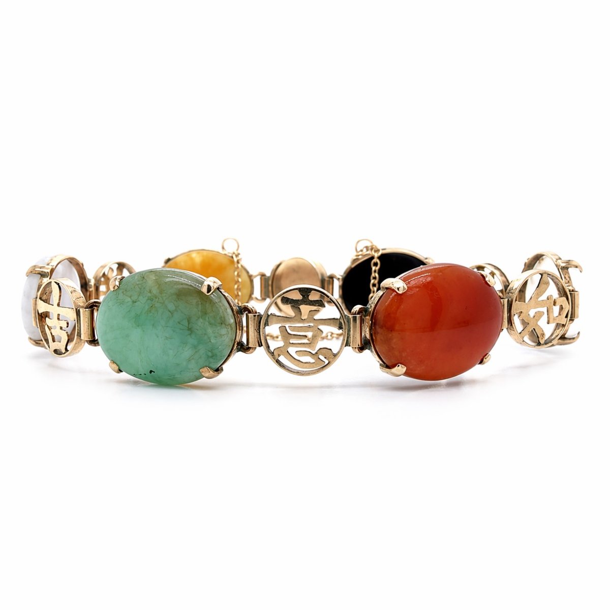 14K Yellow Gold Color Jade Bracelet