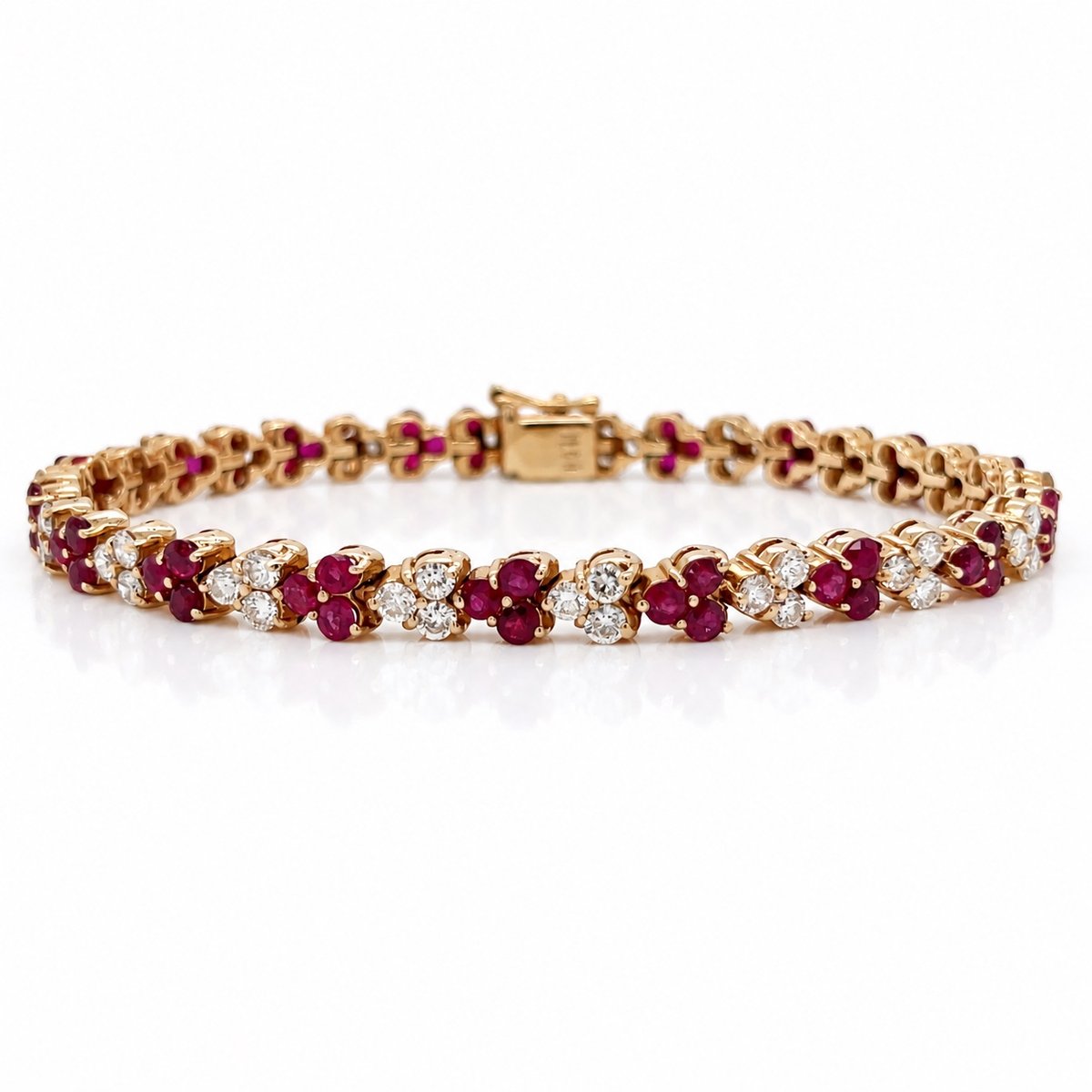 14K Yellow Gold Diamond & Ruby Bracelet