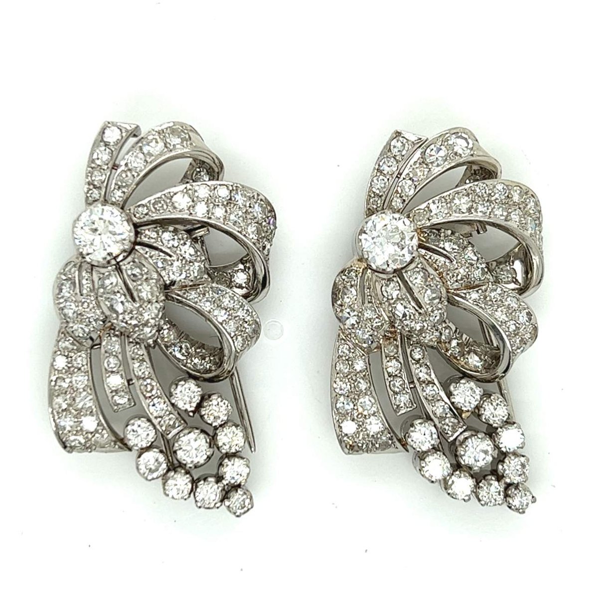 Art Deco Platinum Diamond Clips