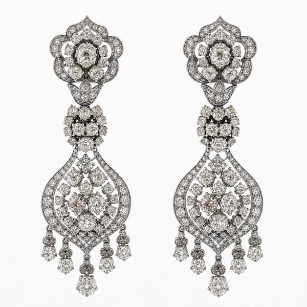1950’s French Platinum Diamond Earrings