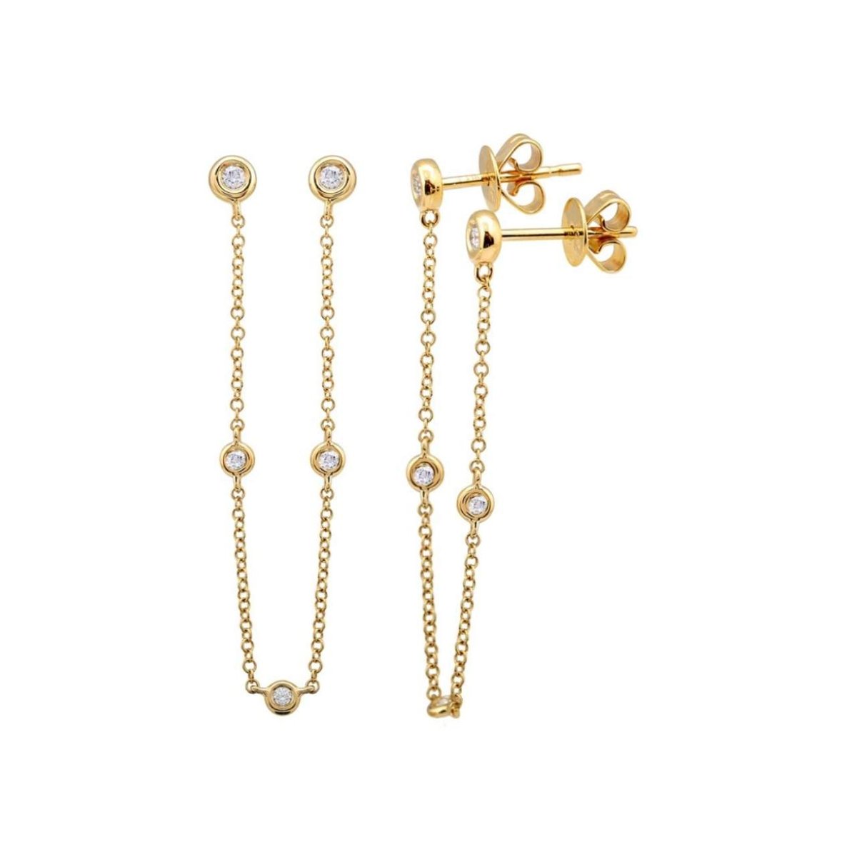 Double Bezel Chain Drop Earrings