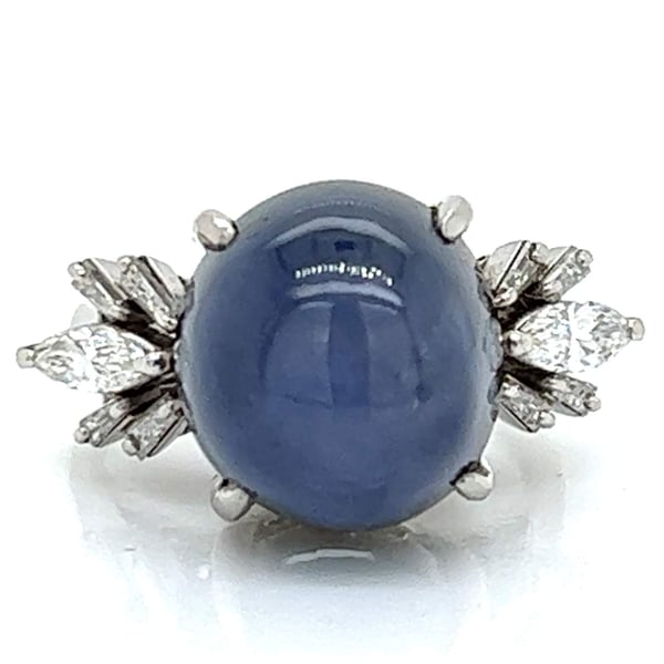 Platinum Star Sapphire & Diamond Ring