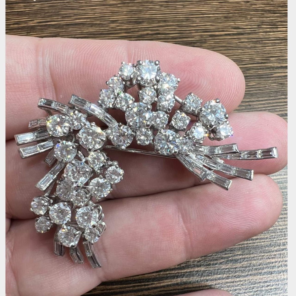 1950's Platinum Diamond Brooch