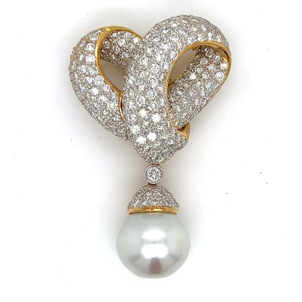 South Sea Pearl & Diamond Brooch