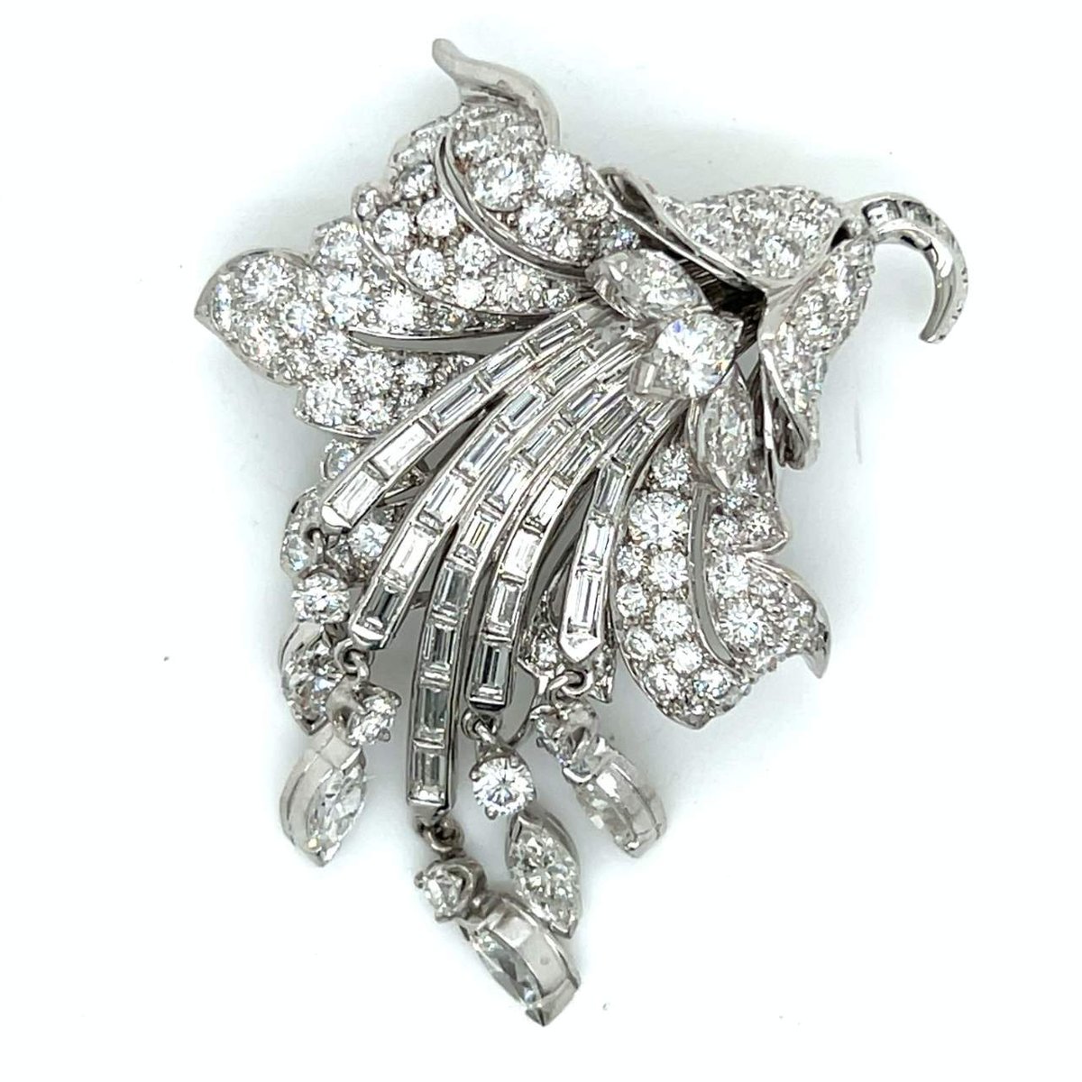 Art Deco Platinum 8.40 Ct. Diamond Brooch