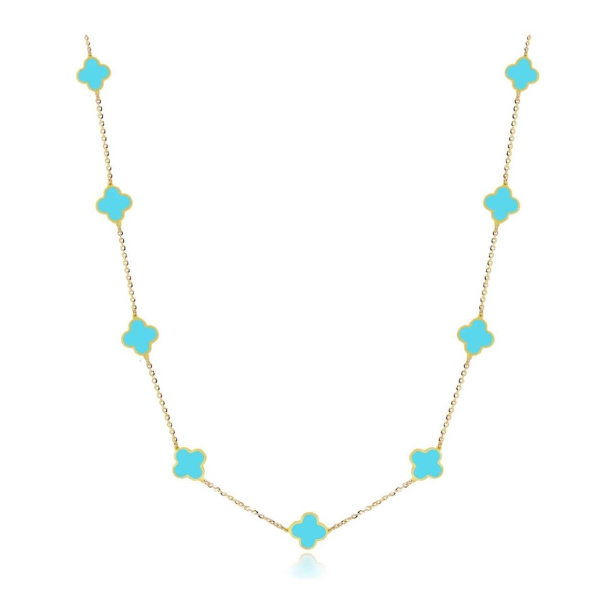 Turquoise Blue Small Clover Necklace