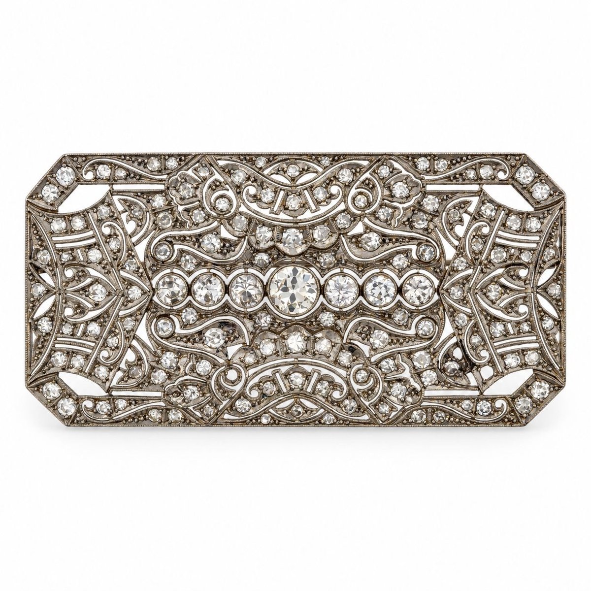 Art Deco Platinum 6.65 Ct. Diamond Brooch