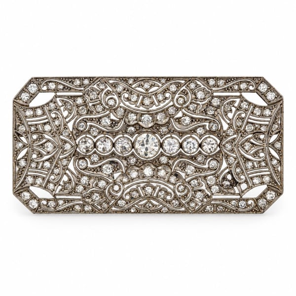 Art Deco Platinum 6.65 Ct. Diamond Brooch